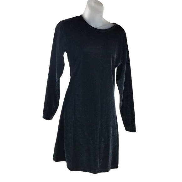 NY Collection Dresses & Skirts - NY Collection Velour Stretch Knee Length Dress Long Sleeve Womens M Velvet